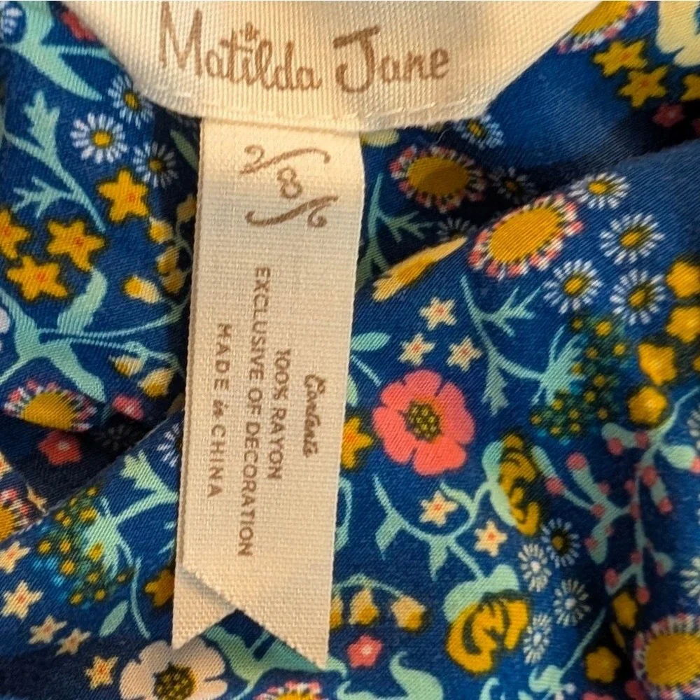 Matilda Jane Girls‎ Blue Floral Striped Ruffle Maxi Dress Size 8 25031D